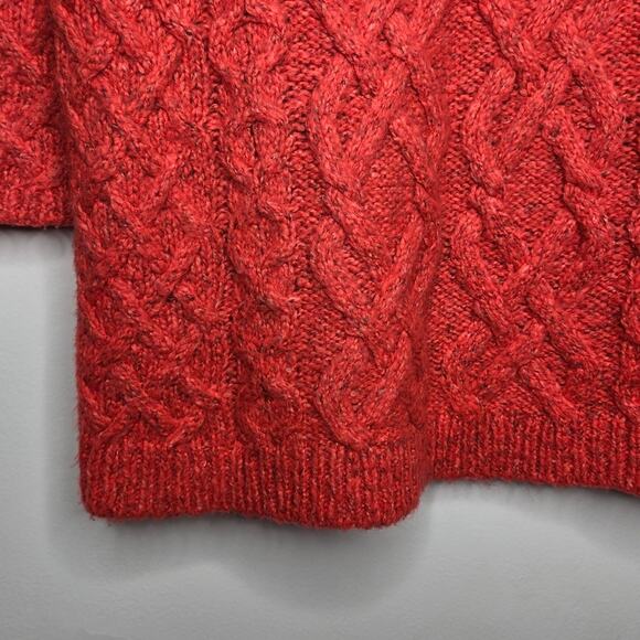 LOFT Womens Chunky Cable Knit Sweater Medium Salmon Color Boat Neck - Picture 7 of 10